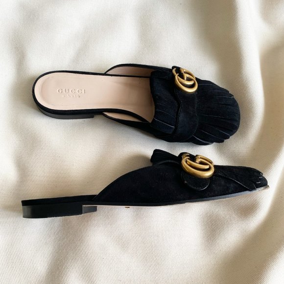 Gucci Marmont Black Suede Slippers, size 37 - Picture 5 of 8